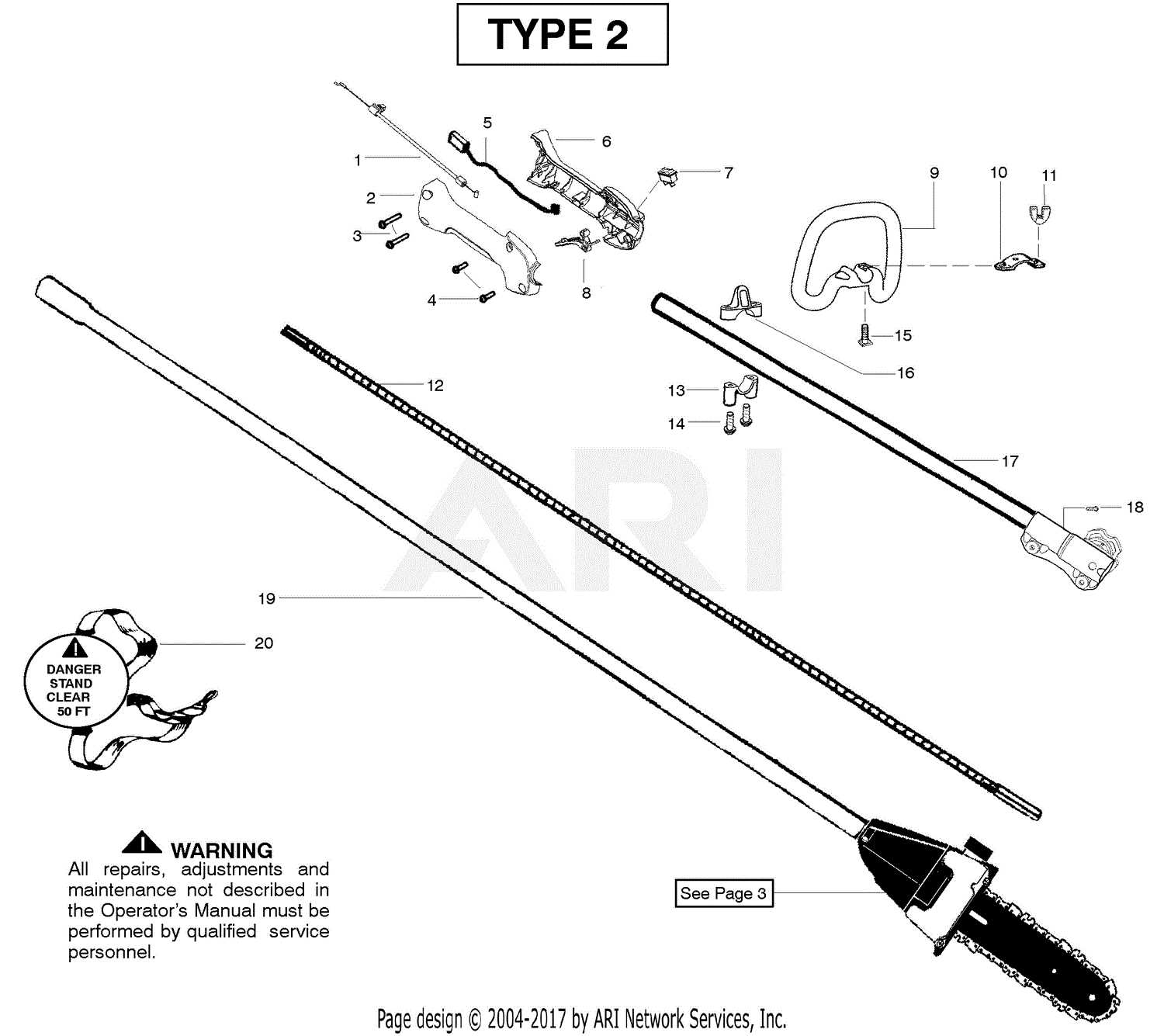 poulan pro 25cc pole saw parts diagram