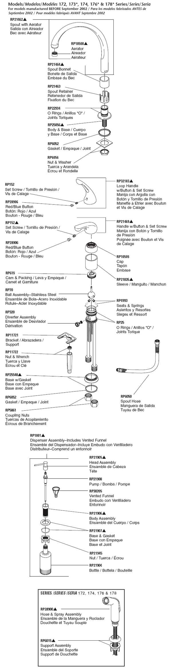 moen single handle kitchen faucet parts diagram