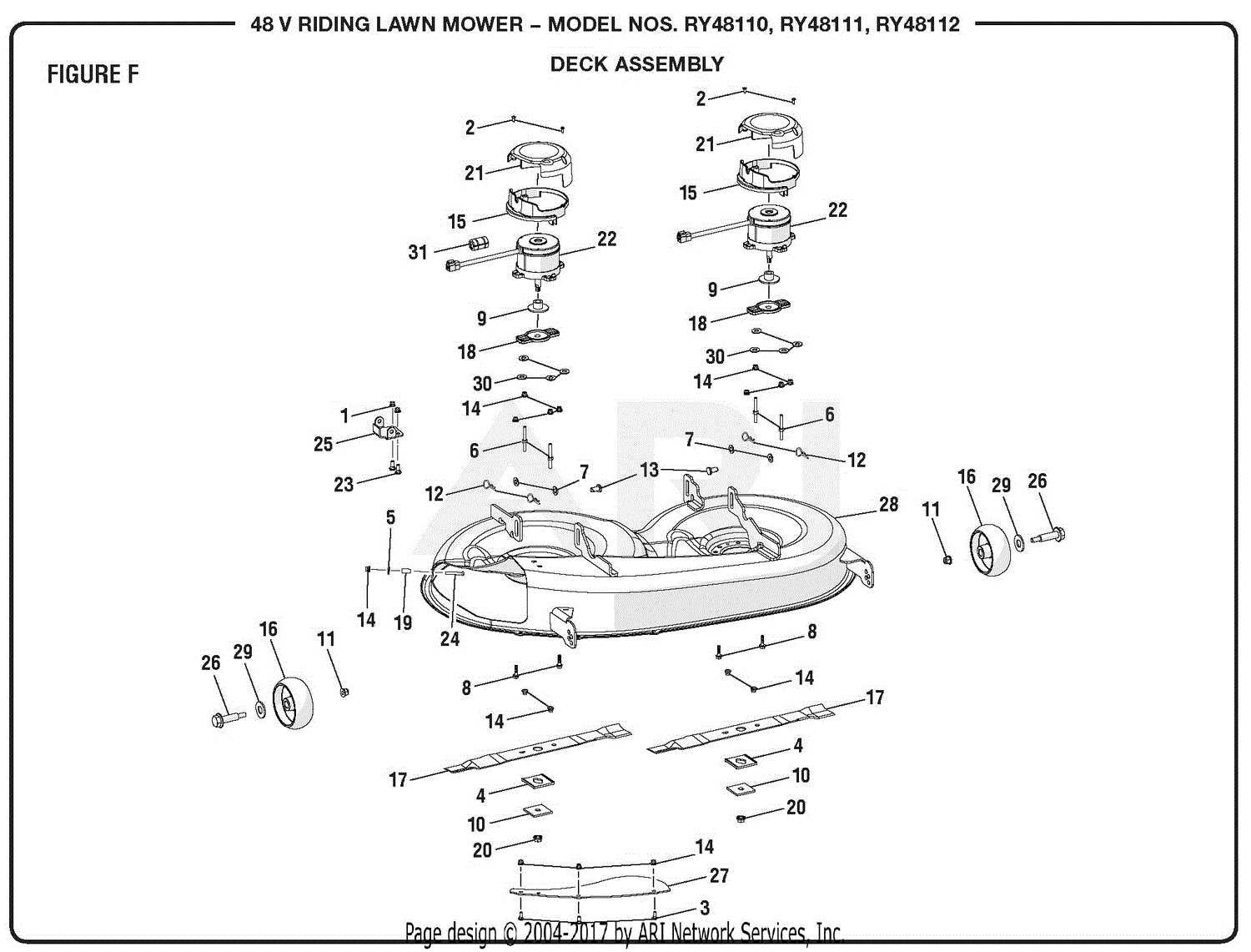 john deere 48 inch mower deck parts diagram