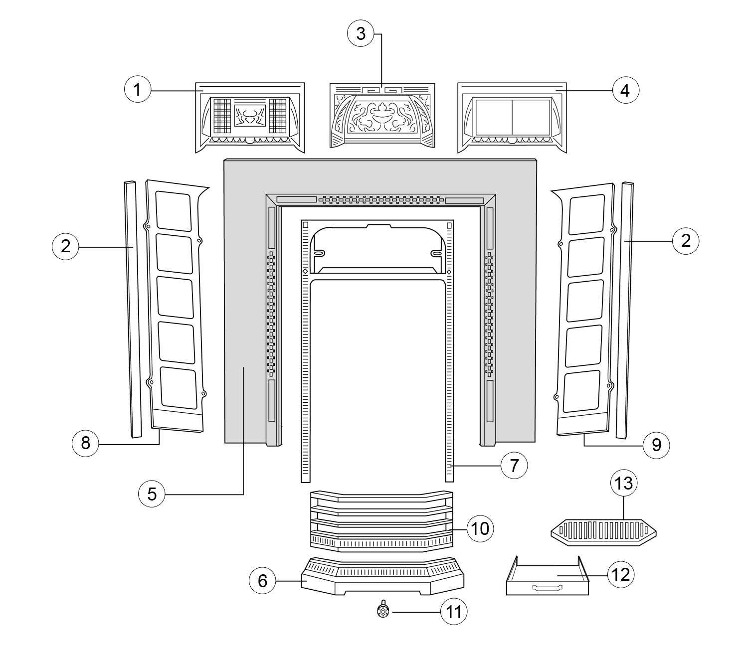 fireplace parts diagram