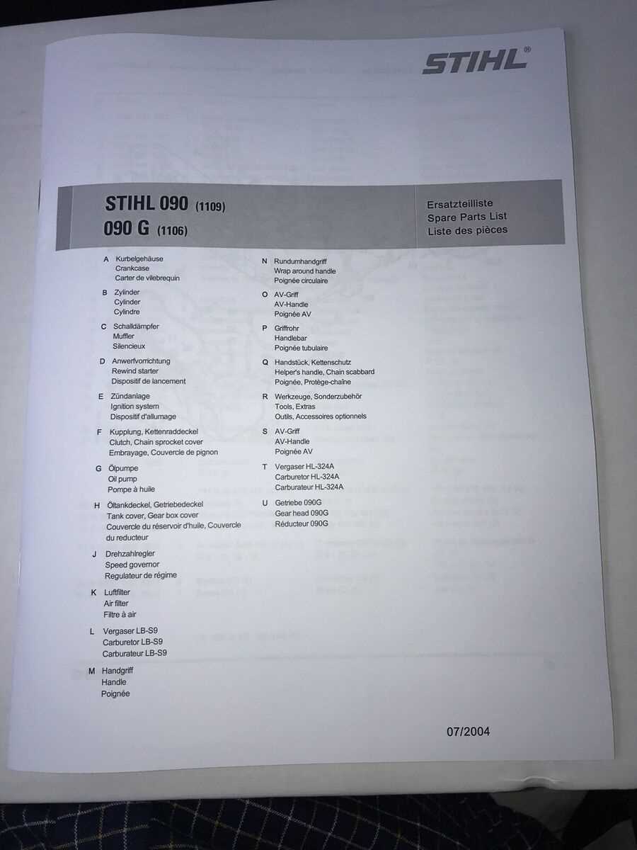 stihl 029 chainsaw parts diagram