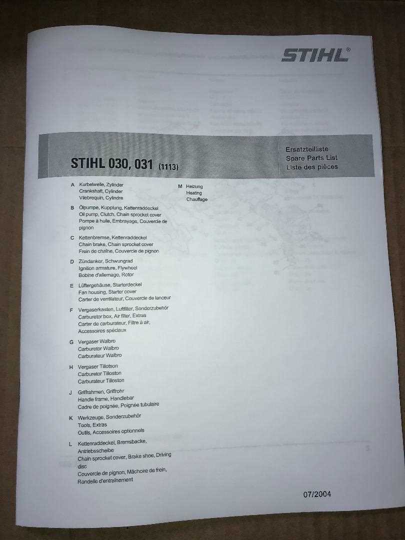 stihl 031av parts diagram