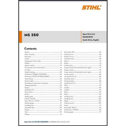 stihl ms250c parts diagram