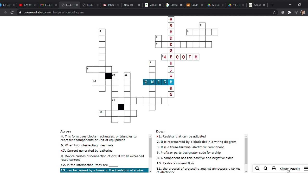 lab equipment part 1 diagram crossword answer key