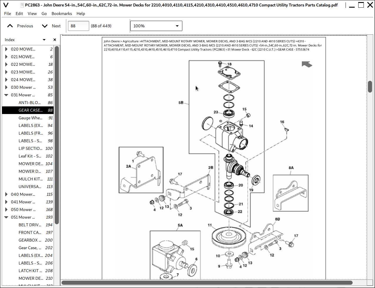 john deere 2210 parts diagram