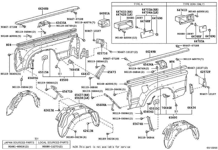 toyota tacoma tailgate parts diagram