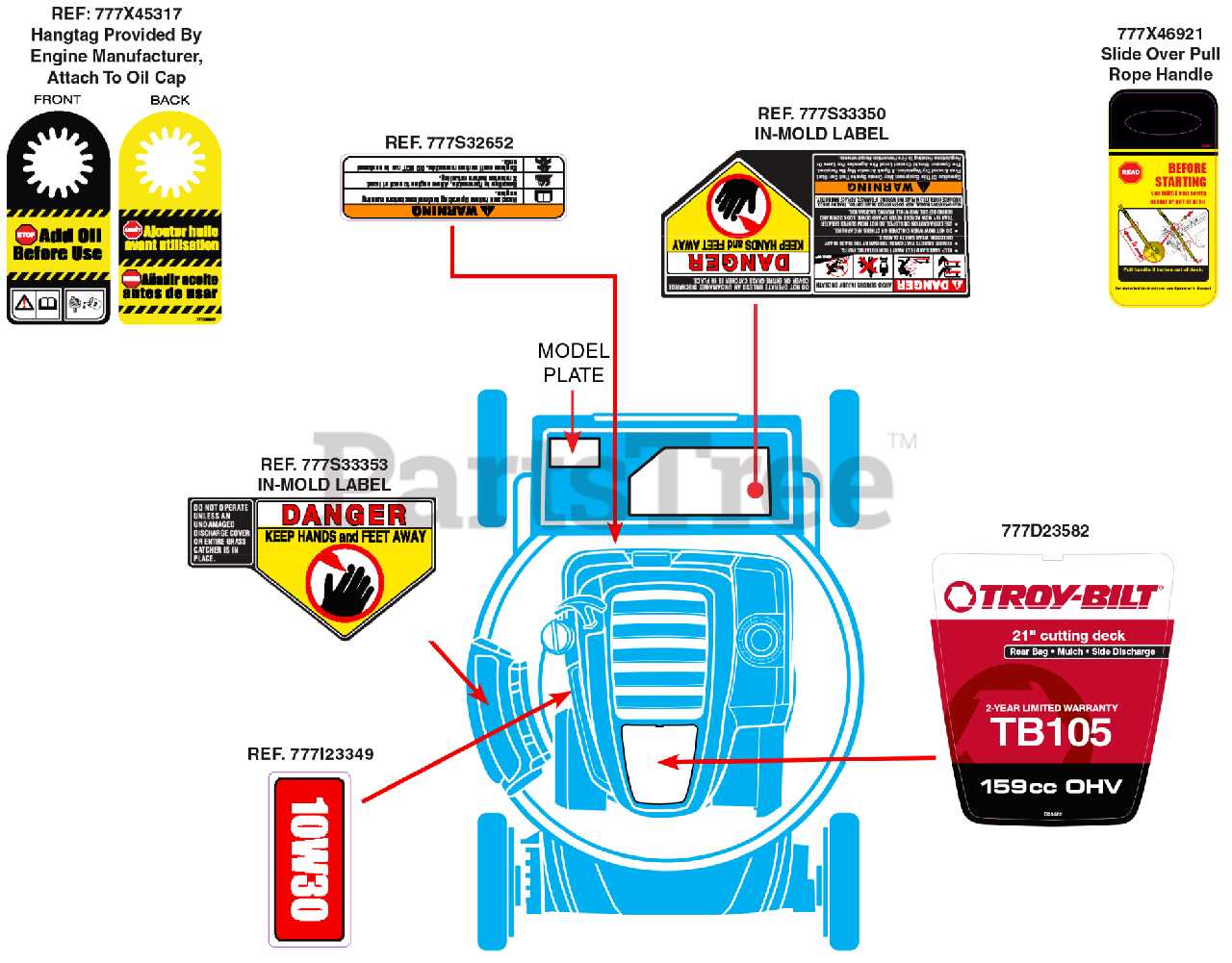 troy bilt tb105 parts diagram