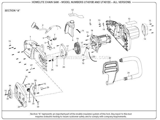 homelite chainsaw parts diagram