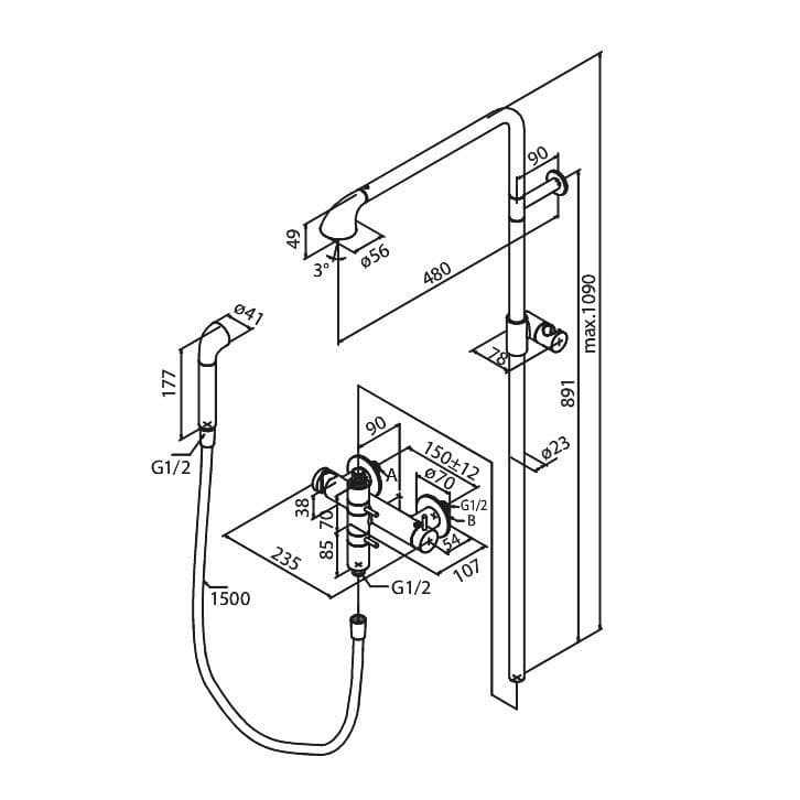 shower diagram parts