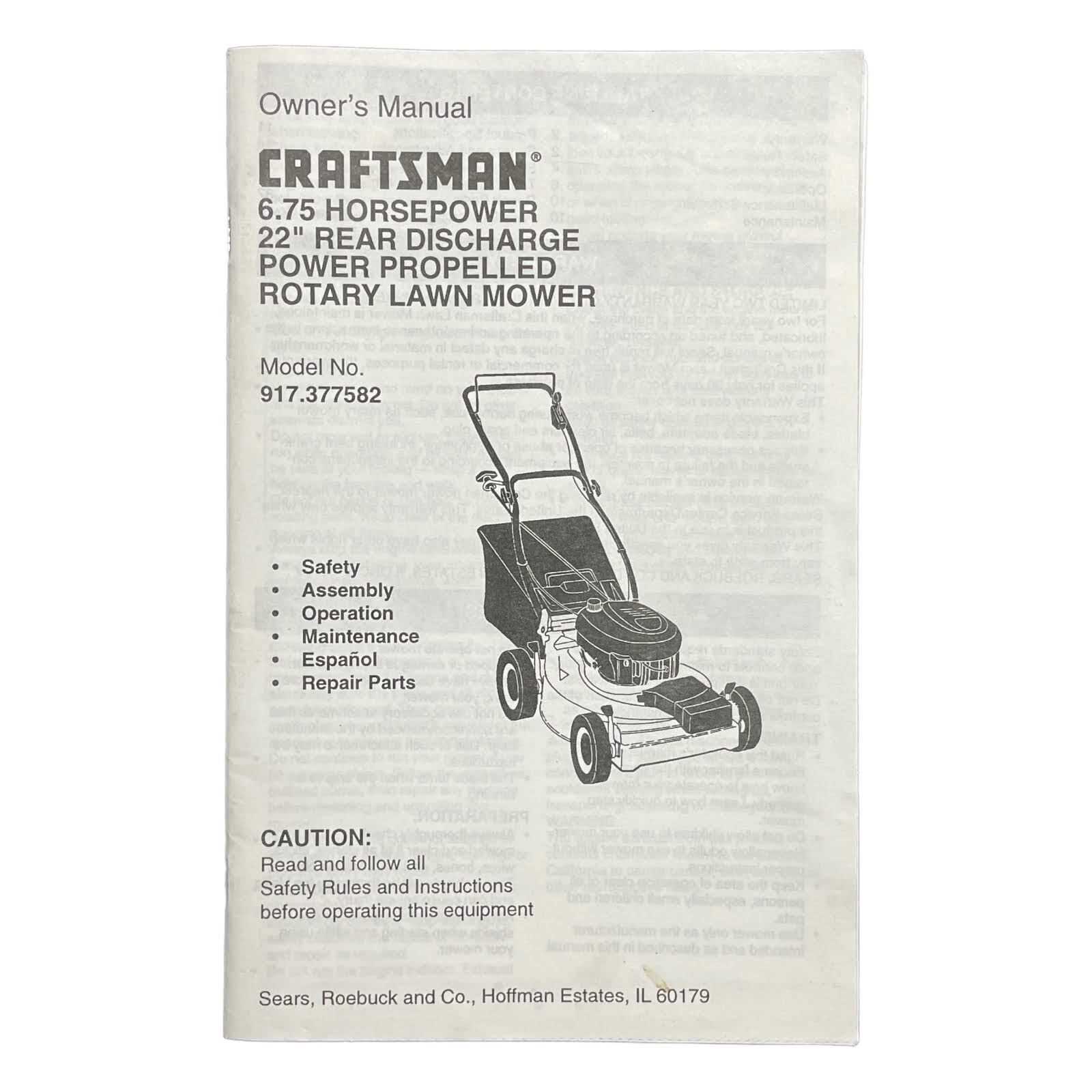 craftsman model 917 parts diagram