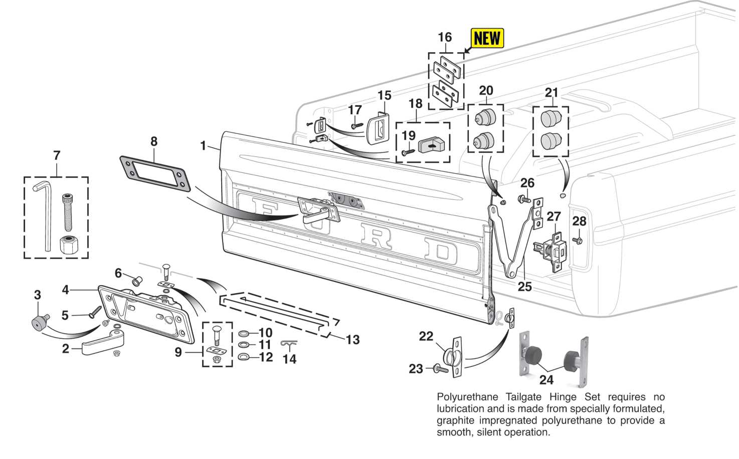 ford tailgate parts diagram