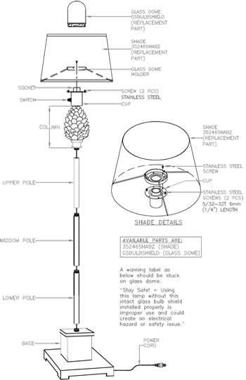 parts of a lamp diagram