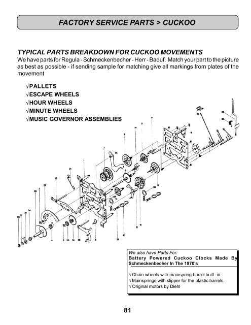 mechanical cuckoo clock parts diagram