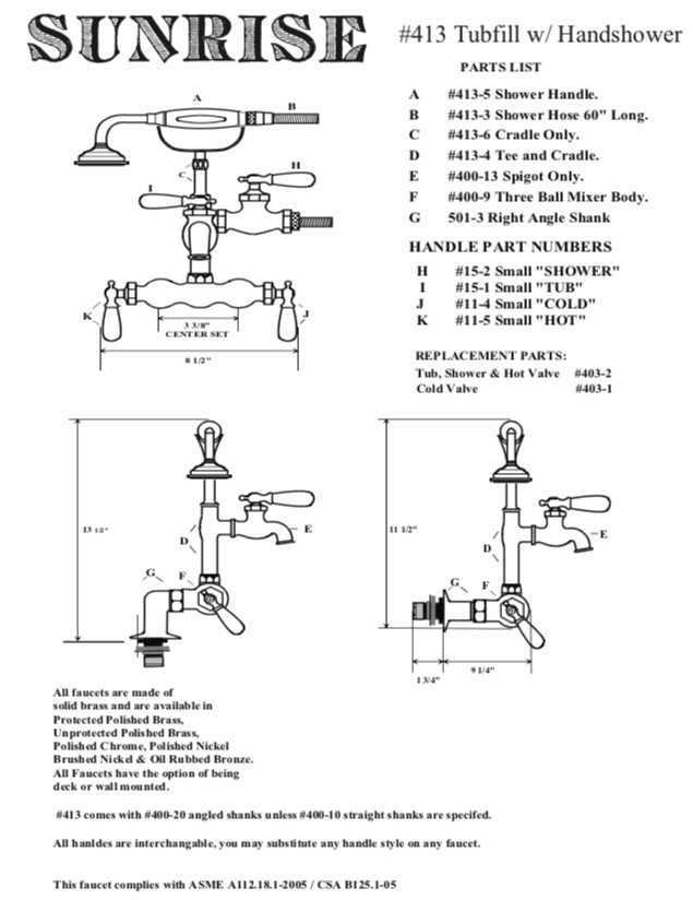 shower diagram parts