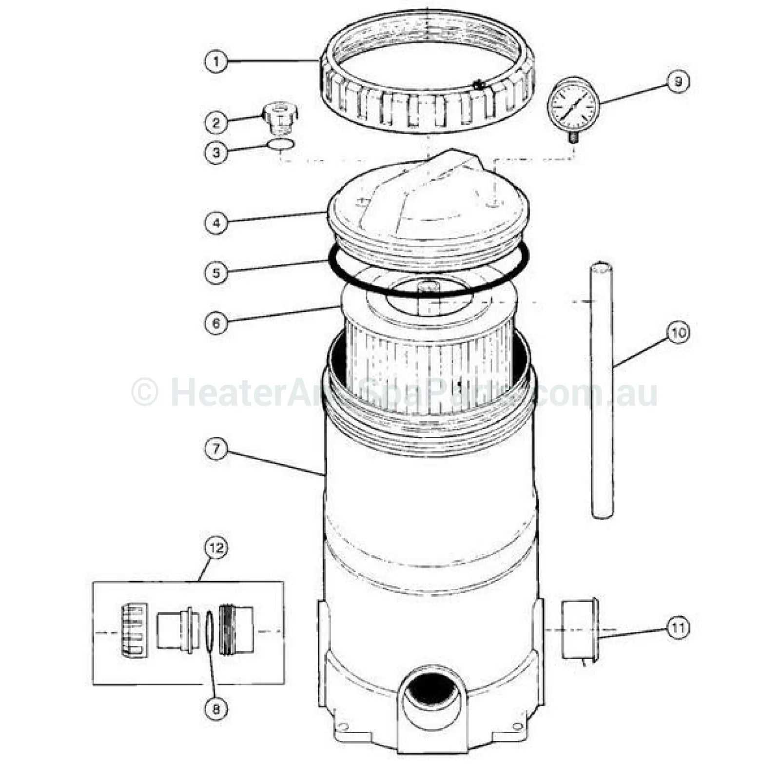 waterway sand filter parts diagram