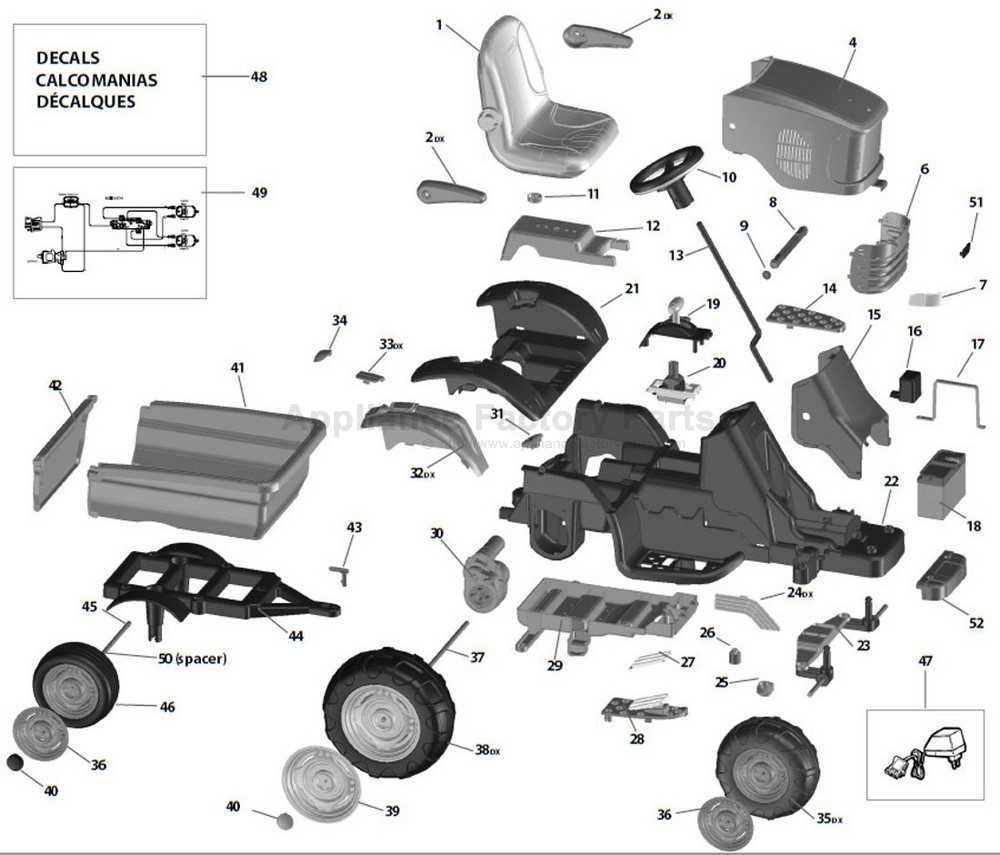 peg perego john deere tractor parts diagram