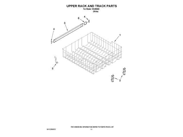 whirlpool dishwasher top rack parts diagram