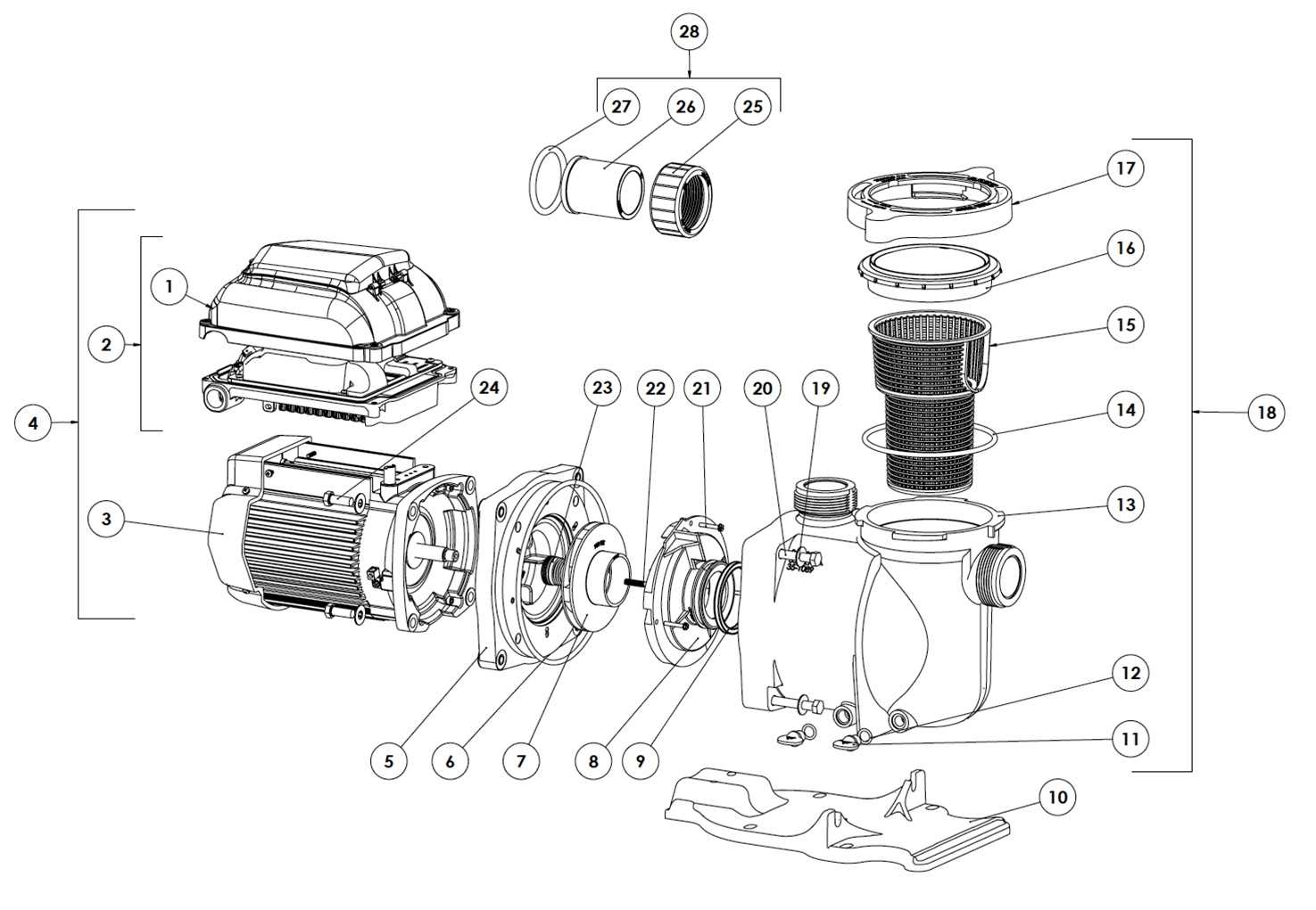 swimming pool pump parts diagram