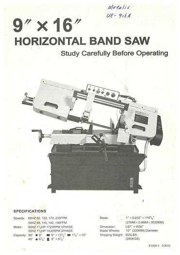 horizontal band saw parts diagram